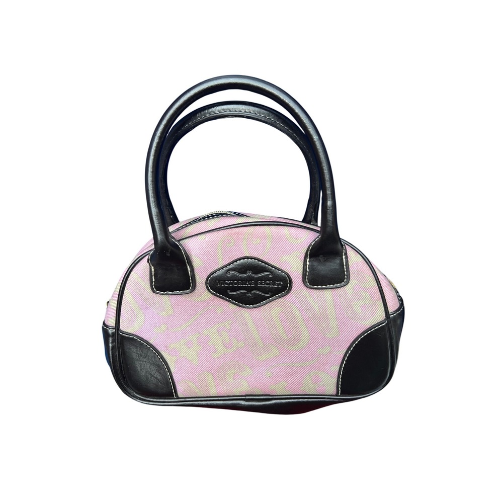Victorias Secret Pink LOVE Monogram Mini Bowling Bag Black Trim Y2K Handbag